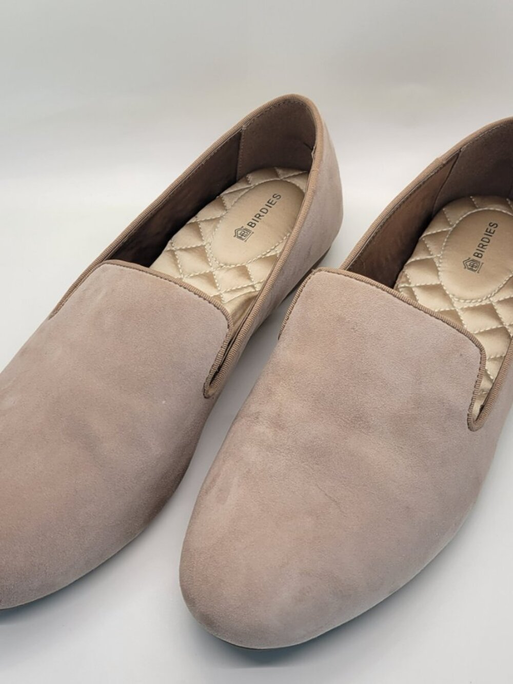Birdies Starling Loafers Women 8.5 Latte Suede Smoking Slippers Comfort Flat Tan - Picture 7 of 15